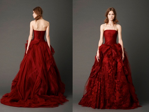 vera wang We can't deny that the scarlet red or deep magenta dresses are