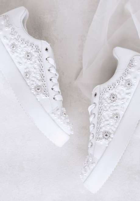white bridal trainers