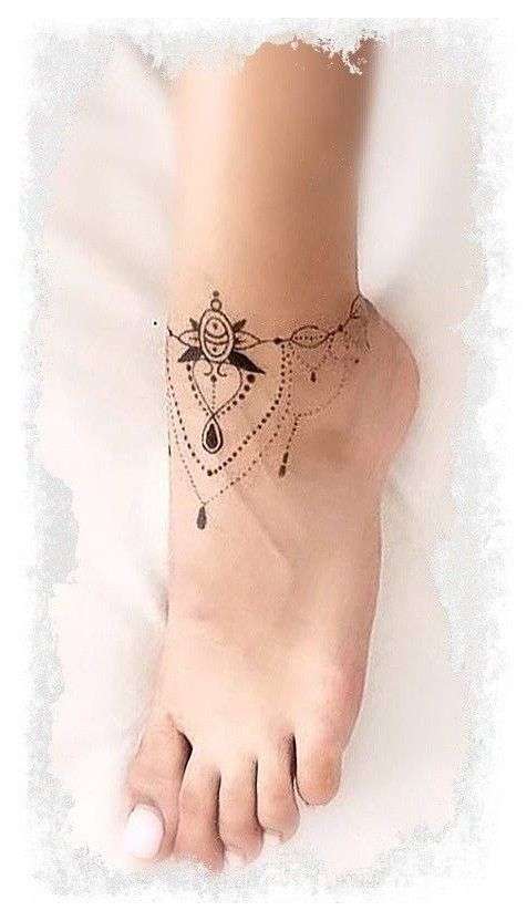 Henna Tattoo On Right Ankle
