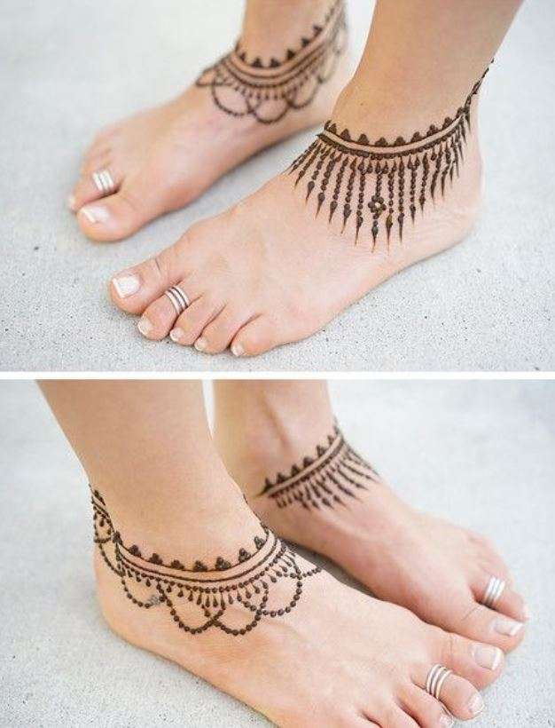 GK Henna - Simple feet henna tattoo #gkhenna #hennaanklet... | Facebook