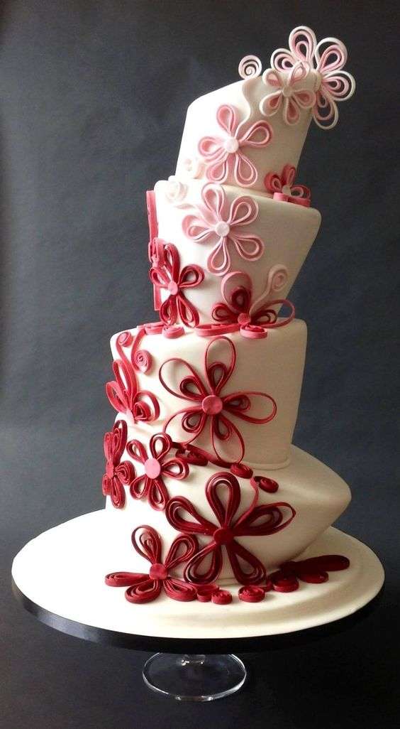 Colorful Square 3-Tiered Topsy Turvy Sweet 16 Birthday Cak… | Flickr