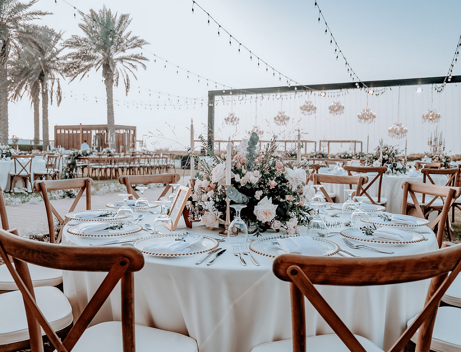 Wedding dining setup in Abu Dhabi 